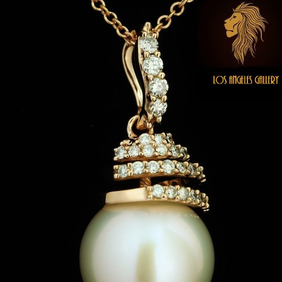 NEW / Levian fancy Pearl diamond necklace / 14K gold